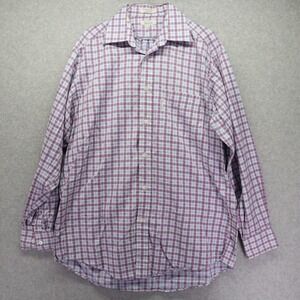 Faconnable‎ Shirt Mens 4 16L Large Casual Pocket Button Up Plaid Long Sleeve